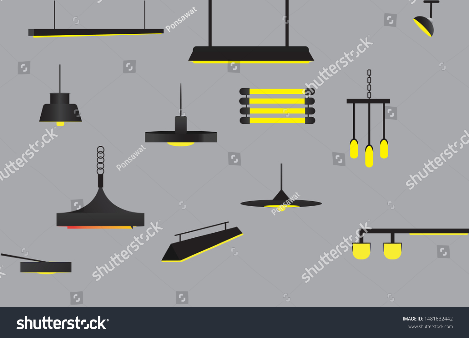SVG of Many vintage lamps in black svg