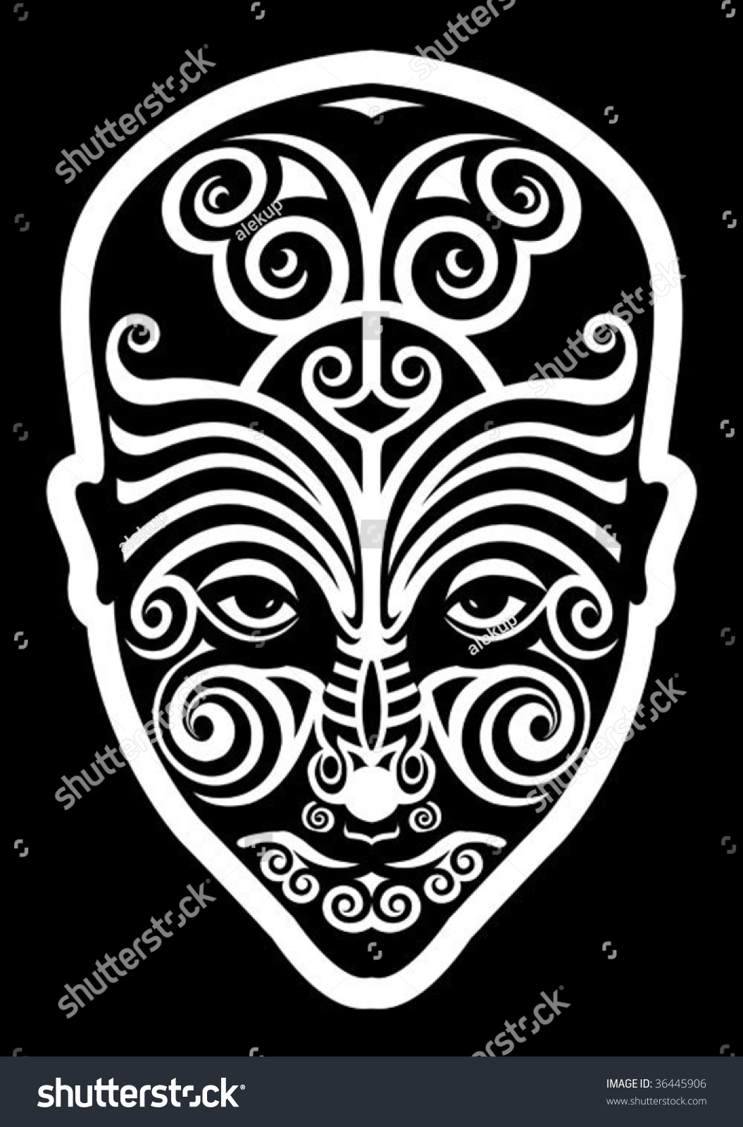 Maori Face Tattoo Stock Vector 36445906 - Shutterstock