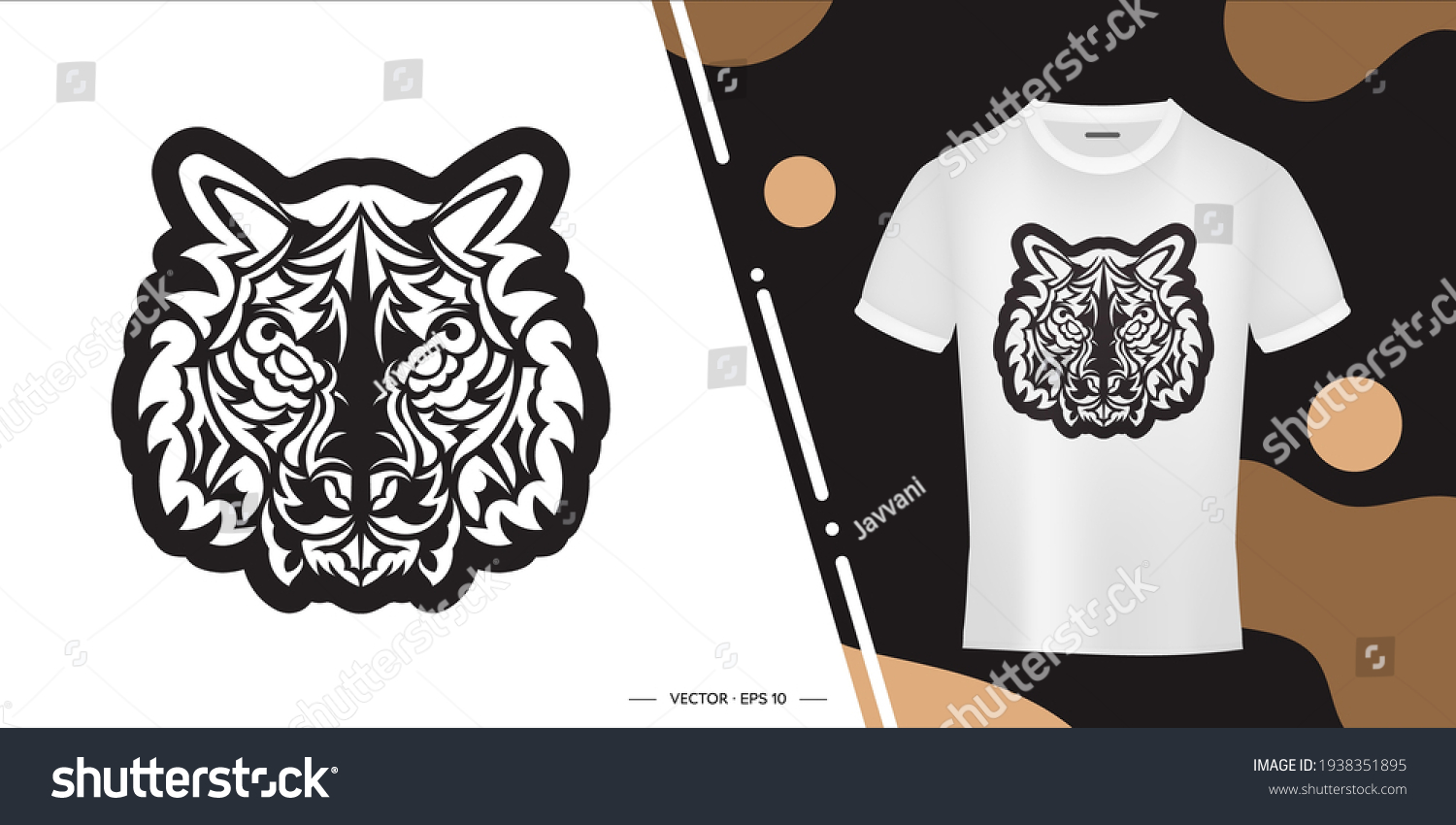 Maori Style Tiger Face Print Boho Stock Vector Royalty Free 1938351895 