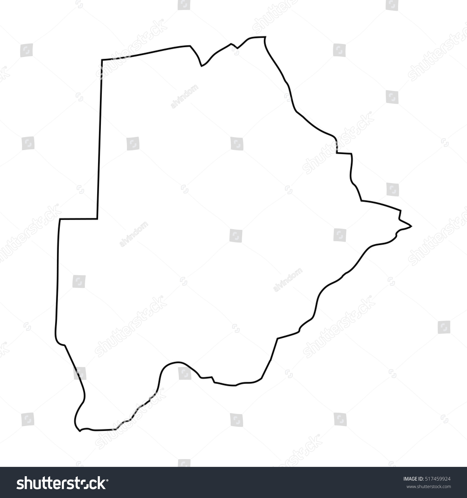 Map Black Outline Botswana Stock Vector Royalty Free