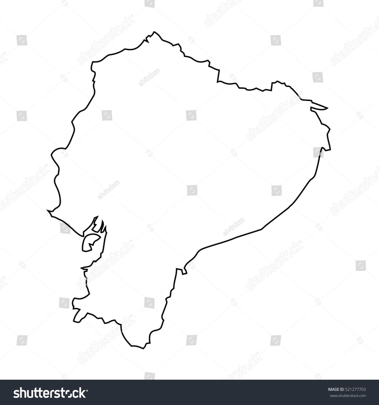 Map Black Outline Ecuador Stock Vector 521277703 - Shutterstock