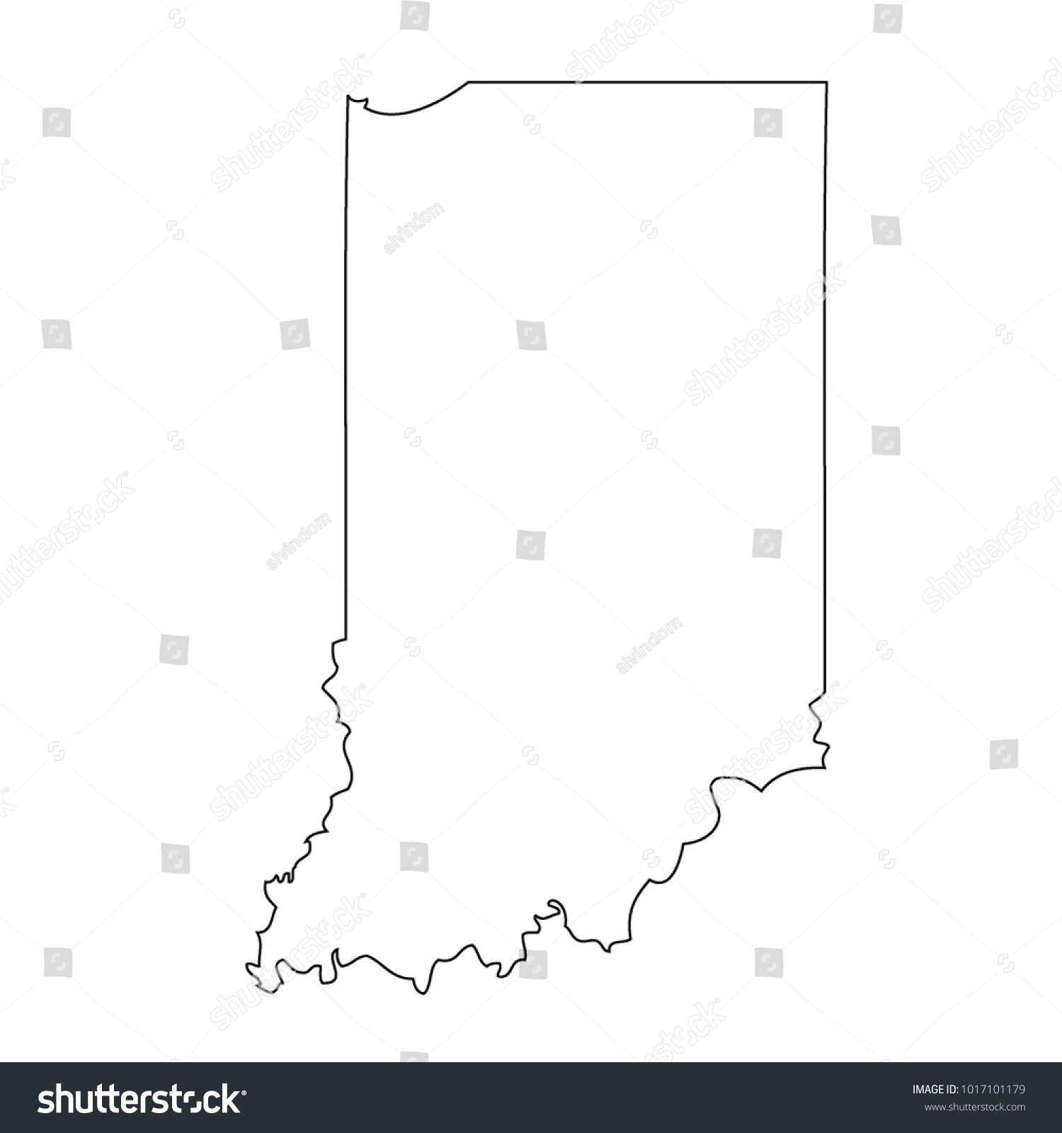 Map Black Outline State Usa Indiana Stock Vector (Royalty Free) 1017101179