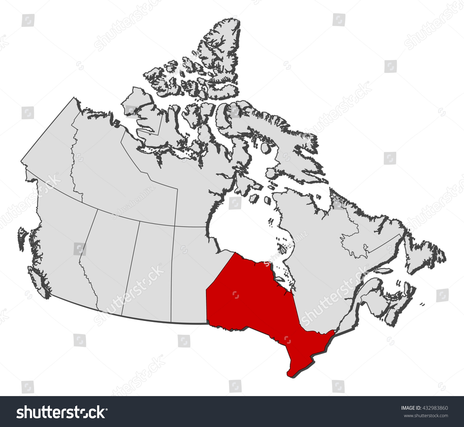 Ontario Canada On The Map Map Canada Ontario Stock Vector (Royalty Free) 432983860 | Shutterstock