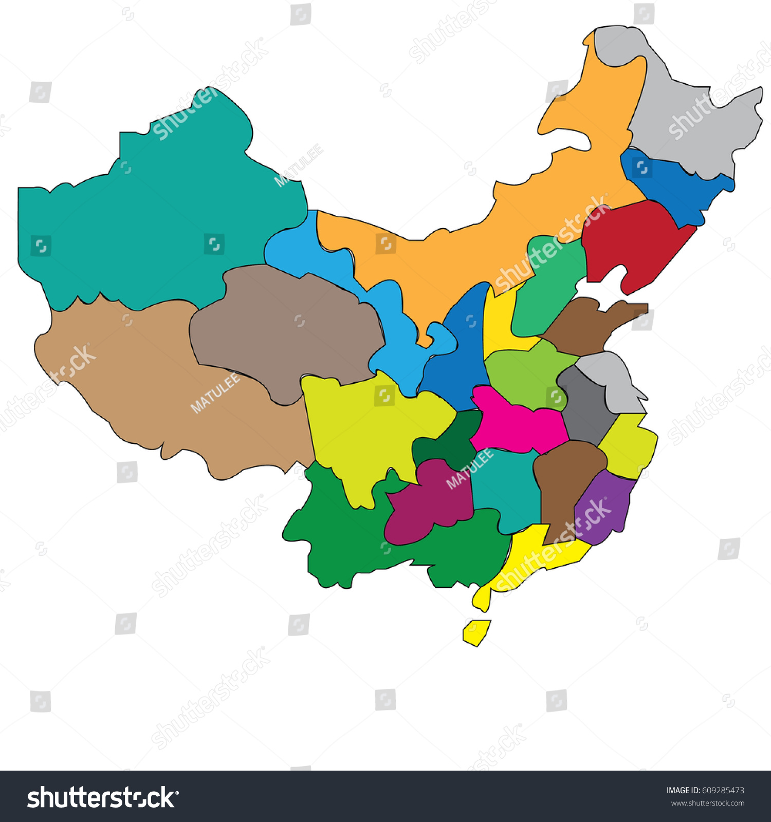 Map Countries China Stock Vector (Royalty Free) 609285473