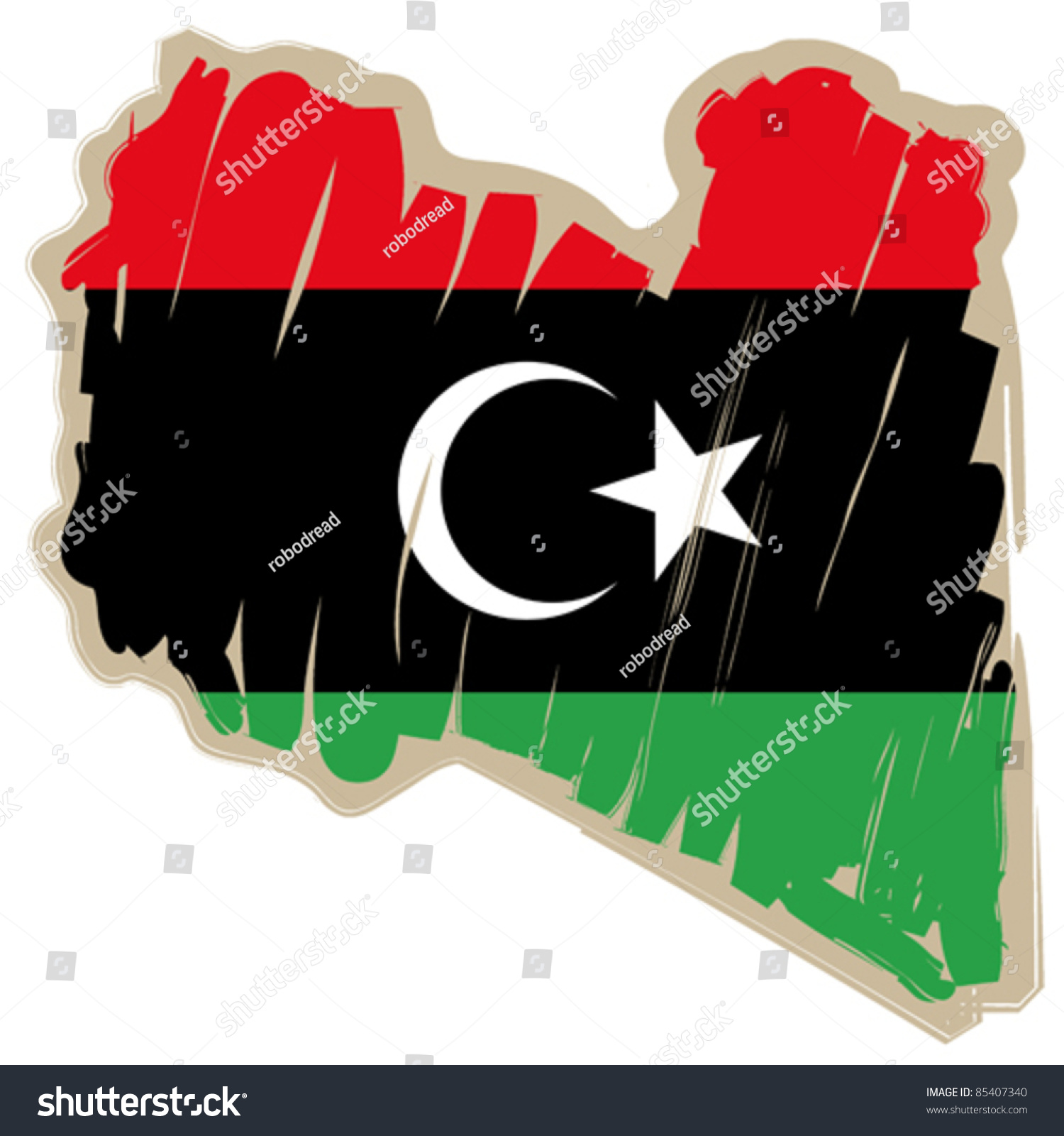 Map Flag Libya Stock Vector Illustration 85407340 : Shutterstock