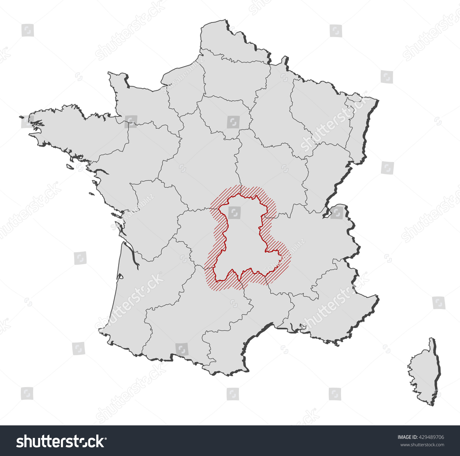 Map France Auvergne Stock Vector Royalty Free 429489706 Shutterstock 