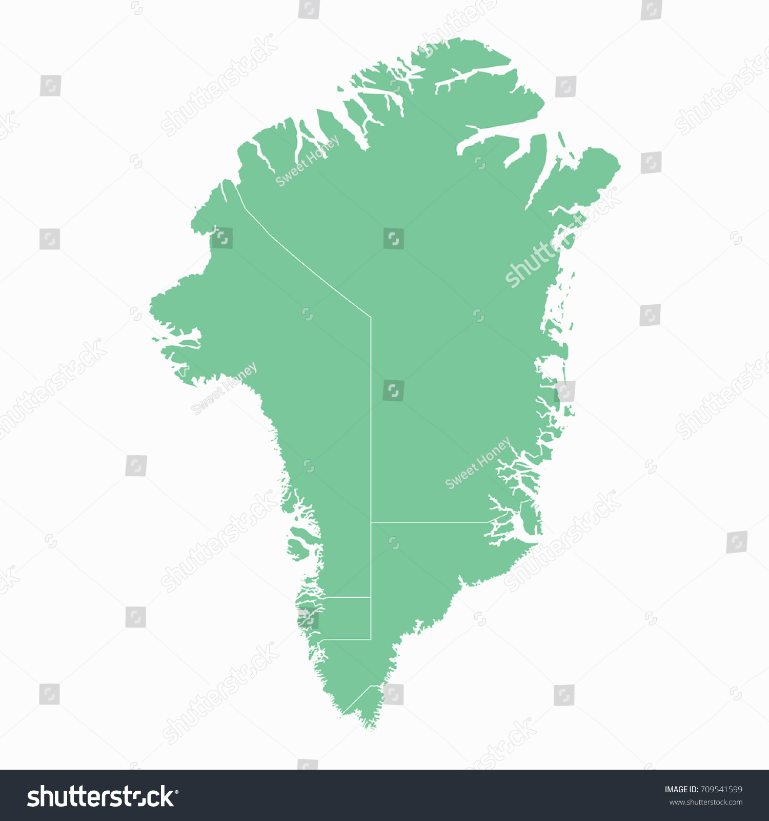 Mapgreenland Map Each City Border Has Stock Vector (Royalty Free ...