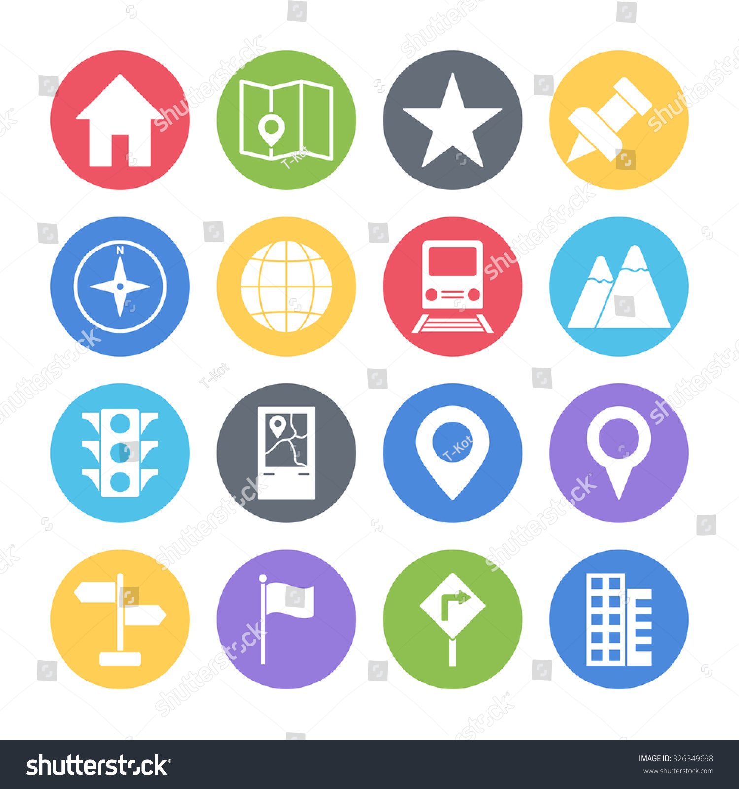 Map Icons Set Stock Vector 326349698 Shutterstock
