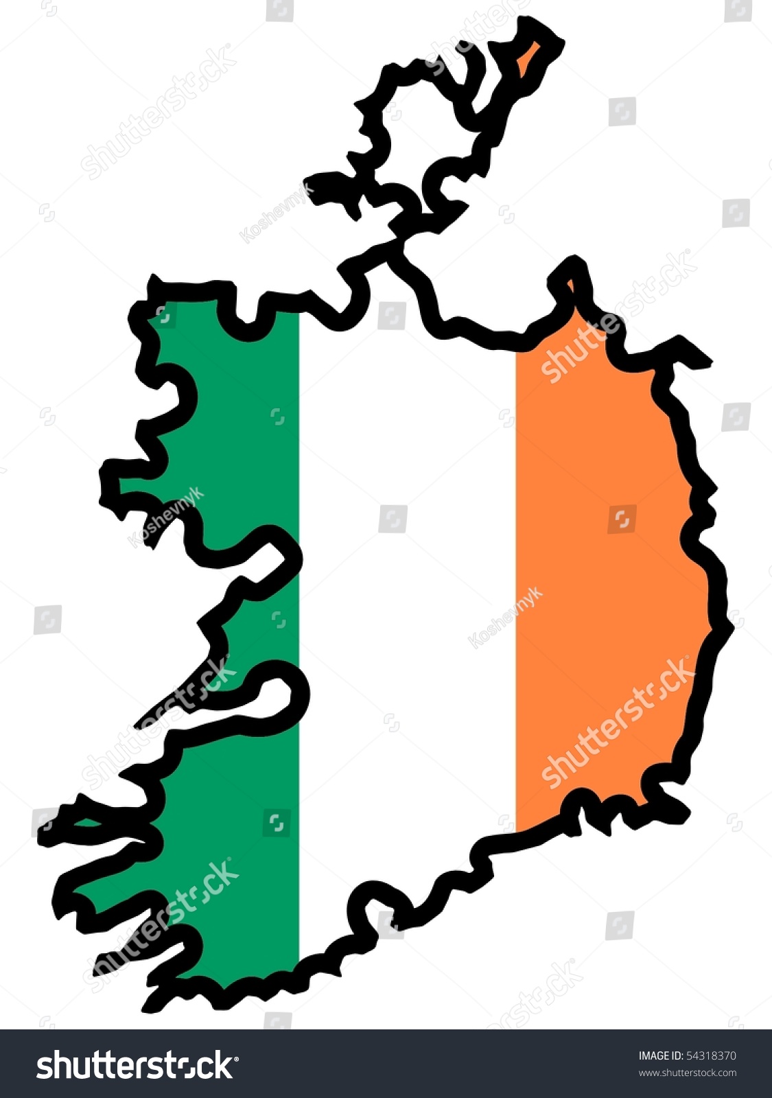 Map In Colors Of Ireland Stock Vector Illustration 54318370 Shutterstock Map In Colors Of Ireland Stock Vector Illustration 54318370 Shutterstock