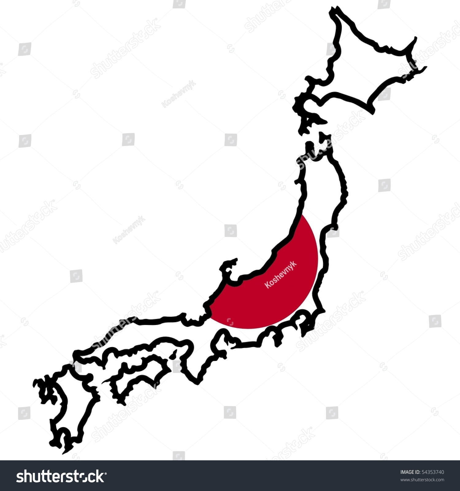 Map In Colors Of Japan Stock Vector Illustration 54353740 : Shutterstock