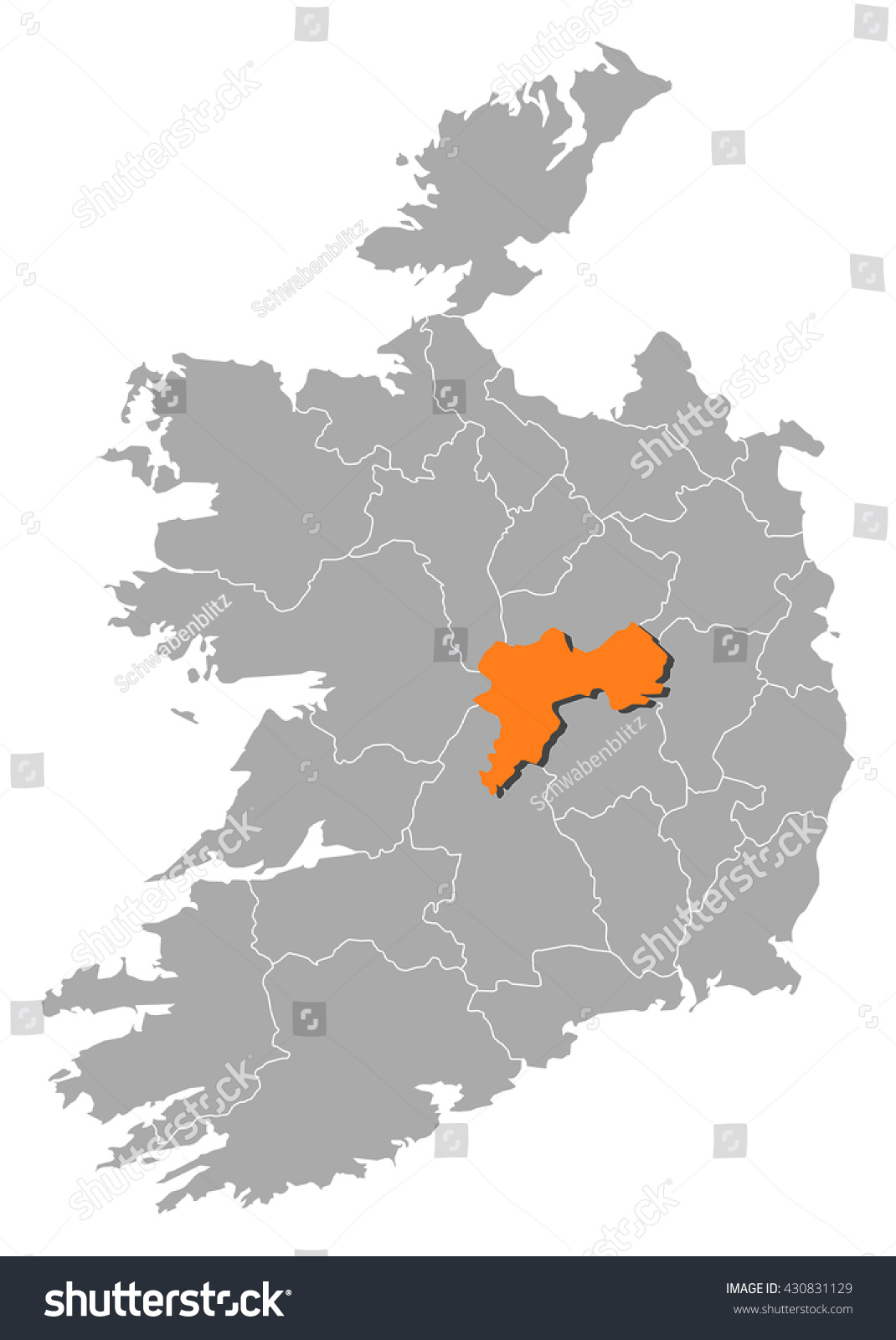 Offaly On Map Of Ireland Map Ireland Offaly Stock Vector (Royalty Free) 430831129 | Shutterstock