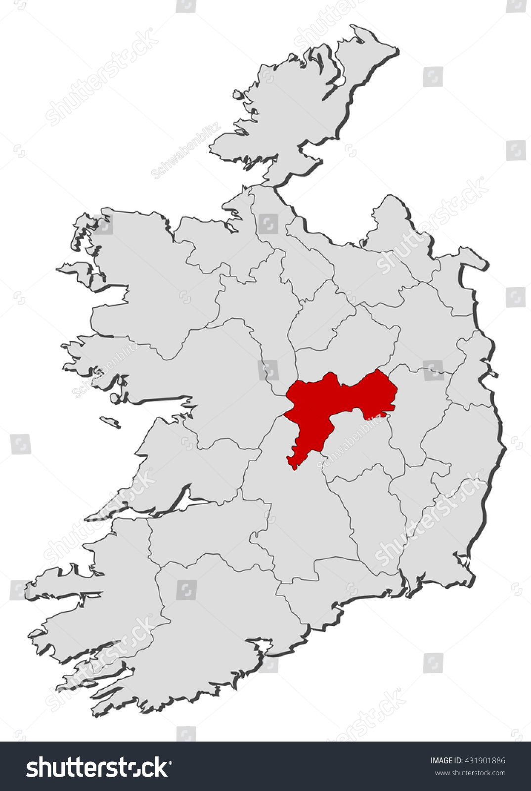 Offaly On Map Of Ireland Map Ireland Offaly Stock Vector (Royalty Free) 431901886 | Shutterstock