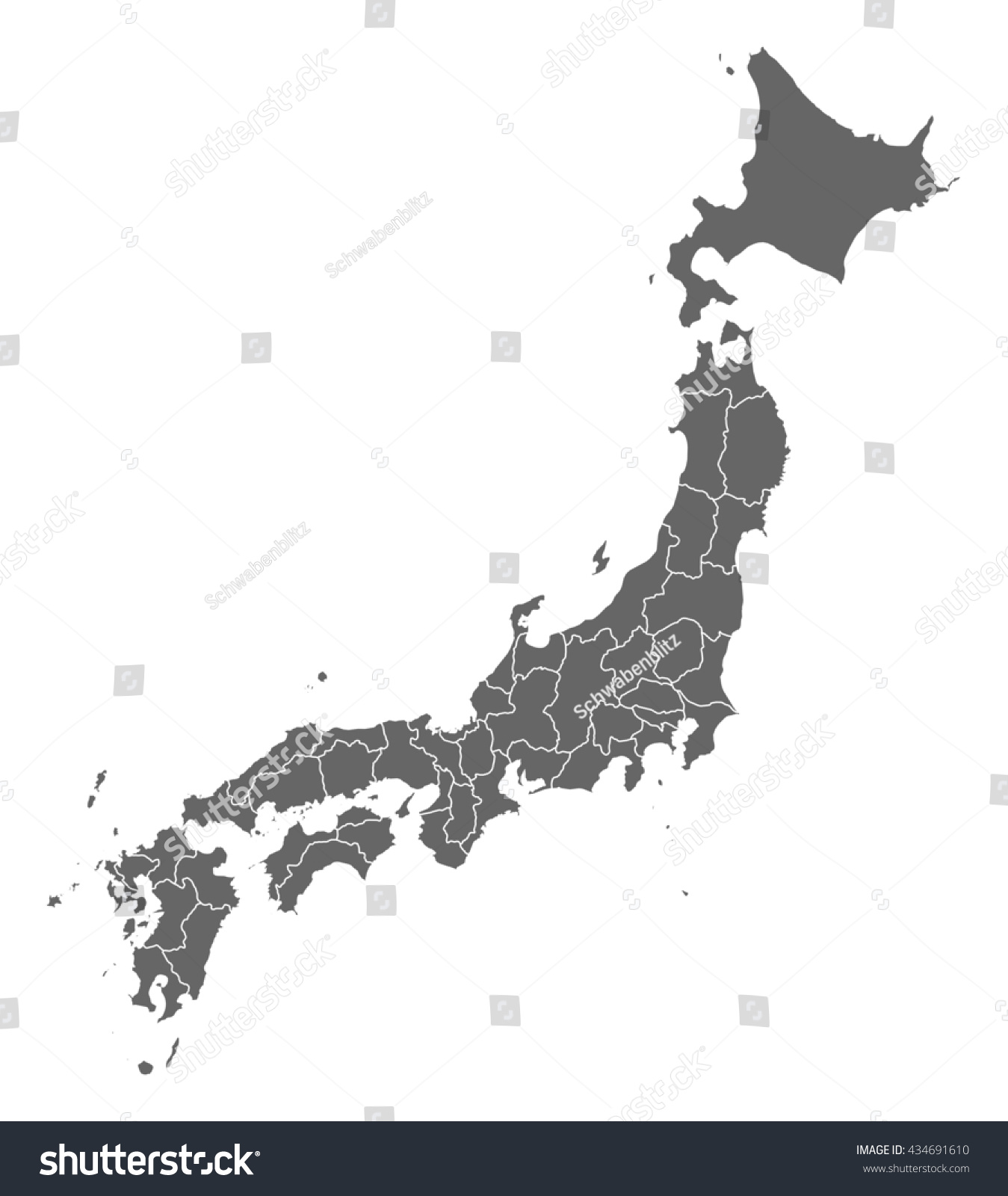 Map - Japan Stock Vector 434691610 : Shutterstock