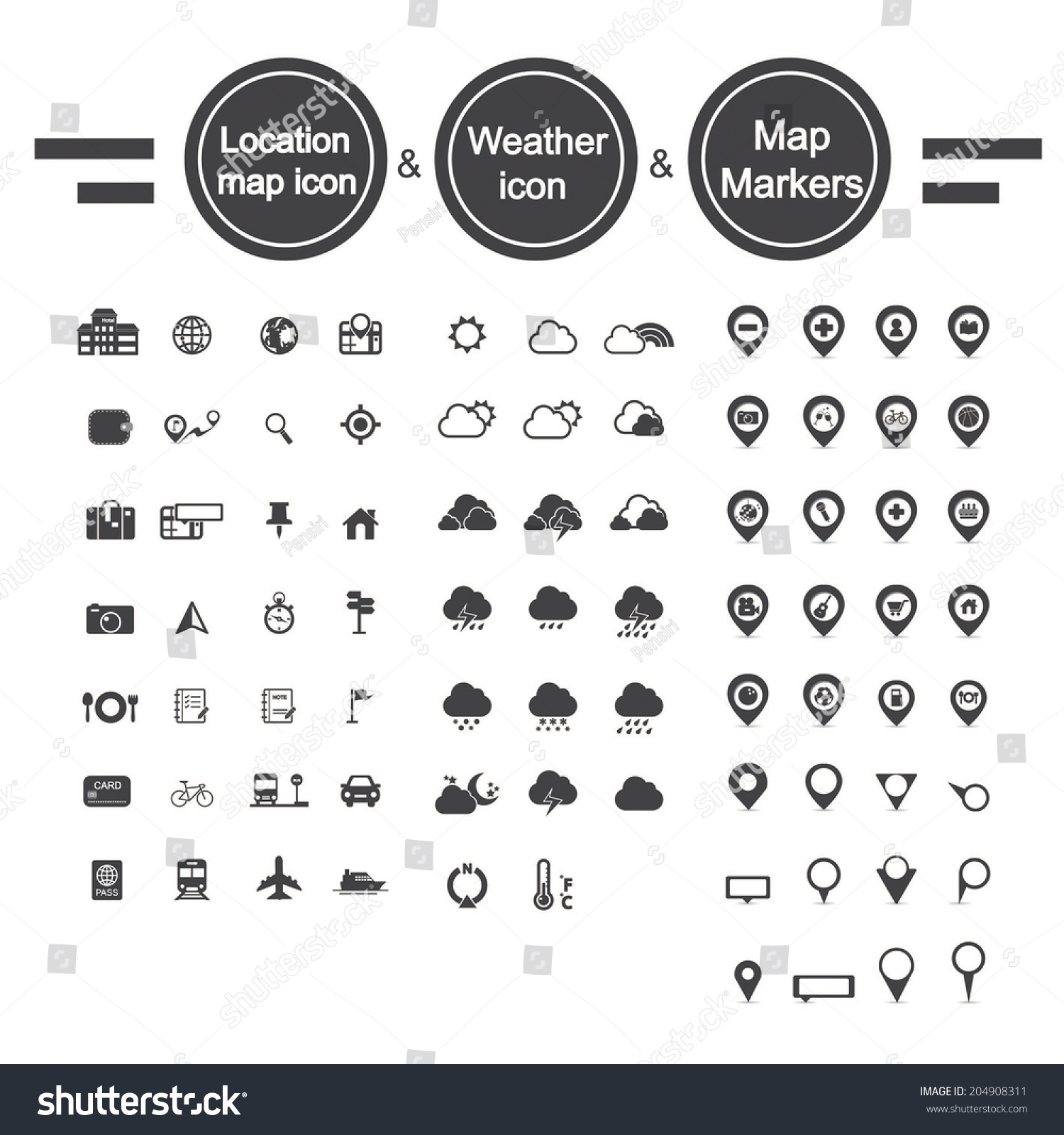 Weather By Location On Map Map Location Map Marker Weather Icon Stock Vector (Royalty Free) 204908311  | Shutterstock