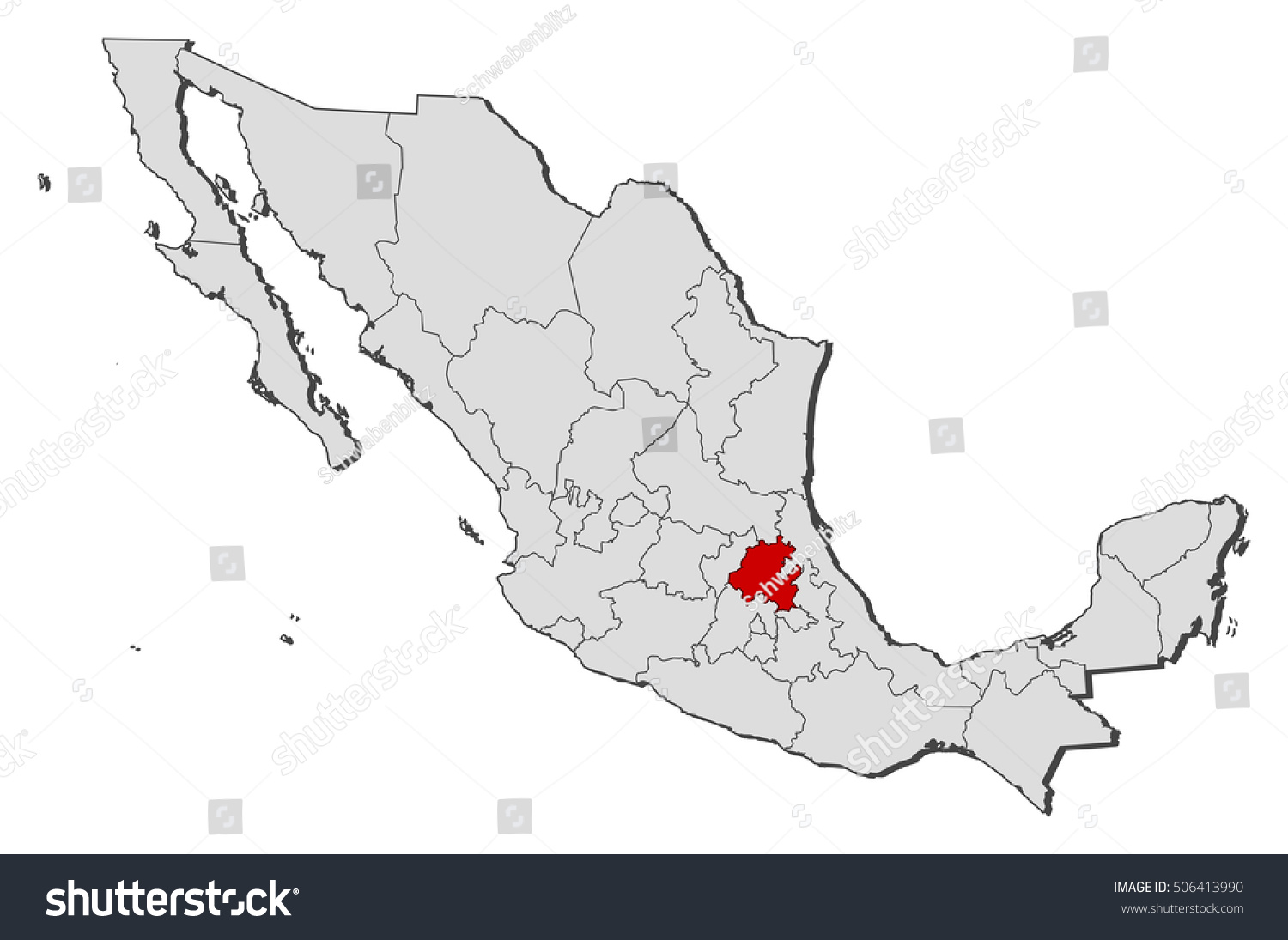 Map Mexico Hidalgo Stock Vector (Royalty Free) 506413990 | Shutterstock