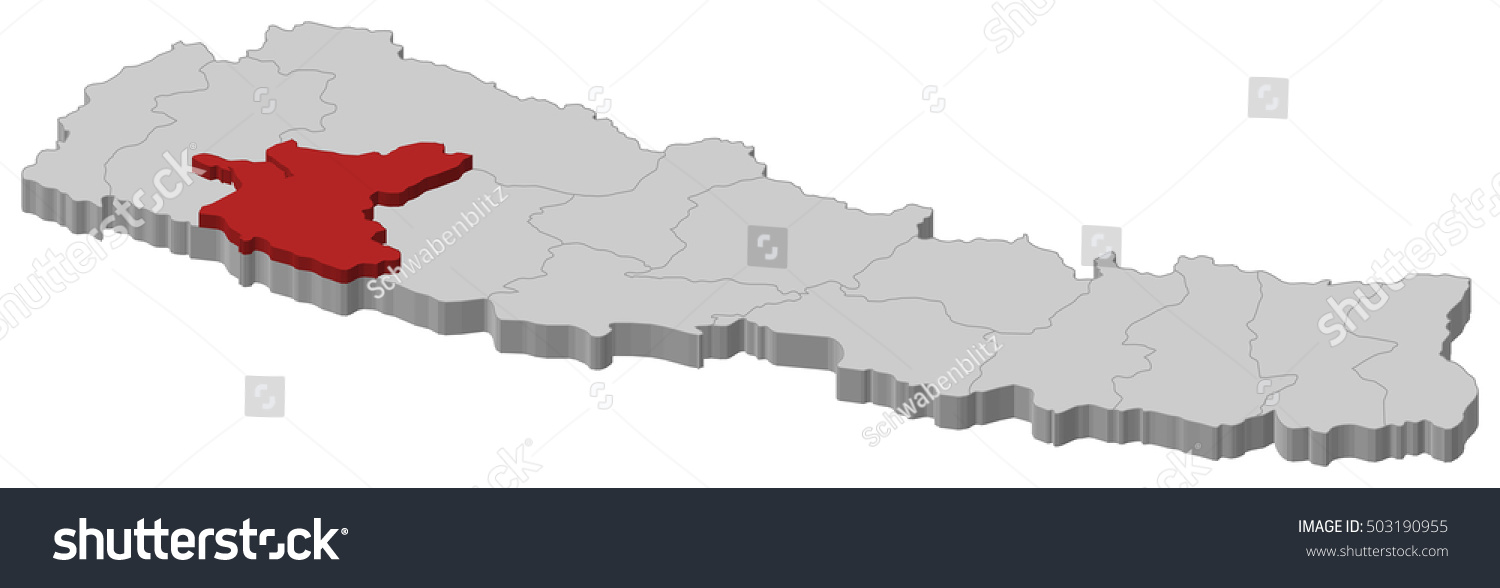 Stock Vector Map Nepal Bheri D Illustration 503190955 