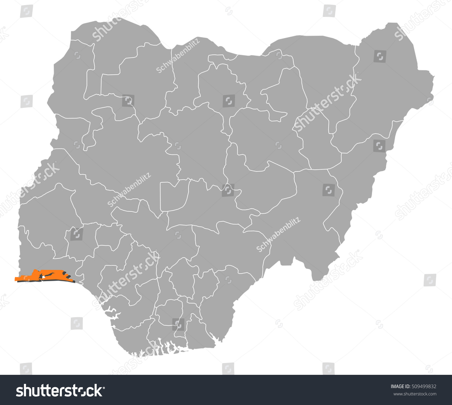 Map Nigeria Lagos Stock Vektorgrafik Lizenzfrei