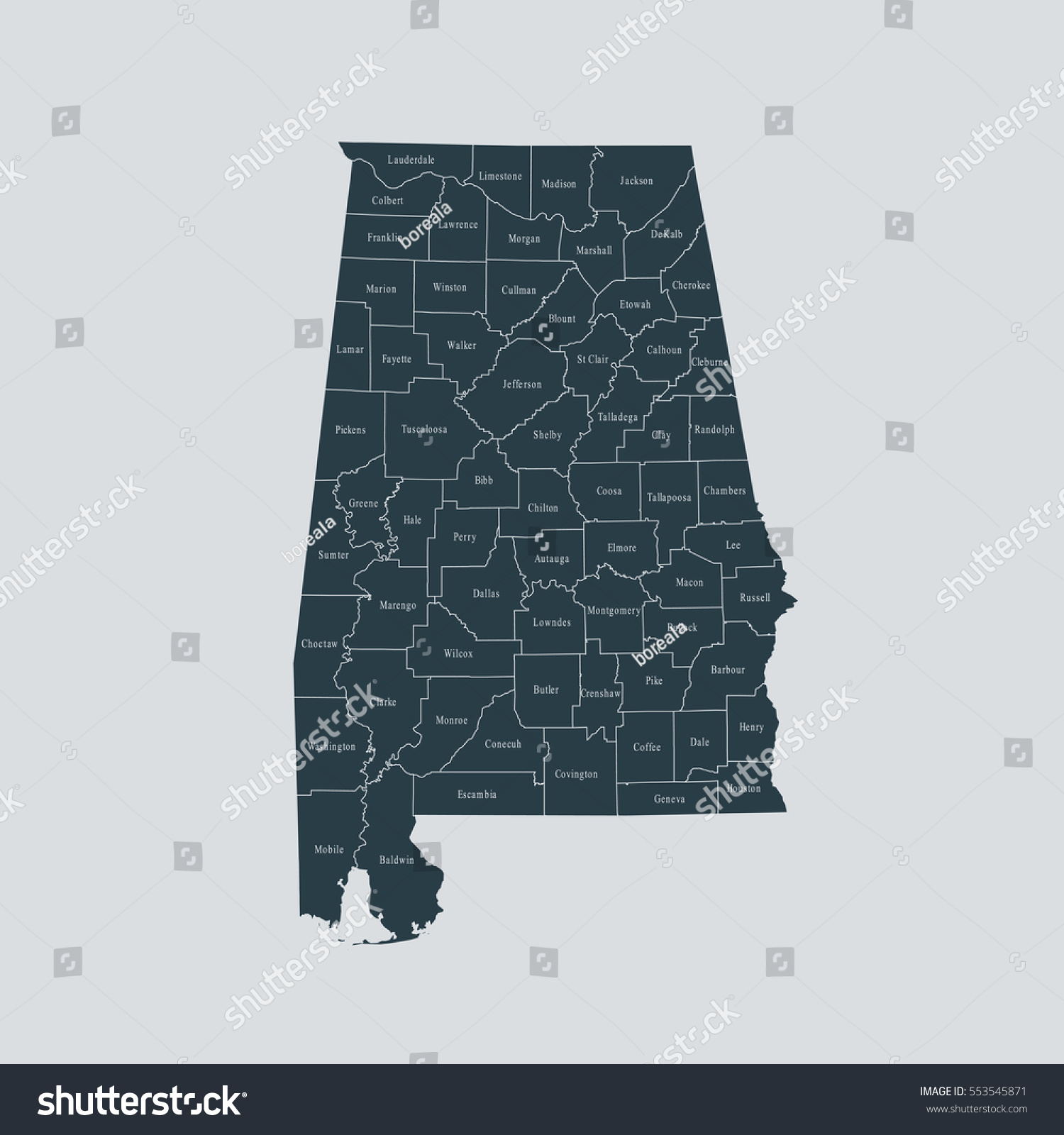 2,739 Alabama map counties Images, Stock Photos & Vectors | Shutterstock