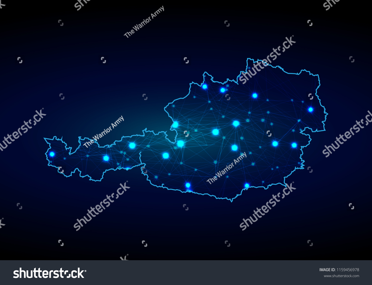 Map Austria Global Network Mesh Social Stock Vector (Royalty Free ...