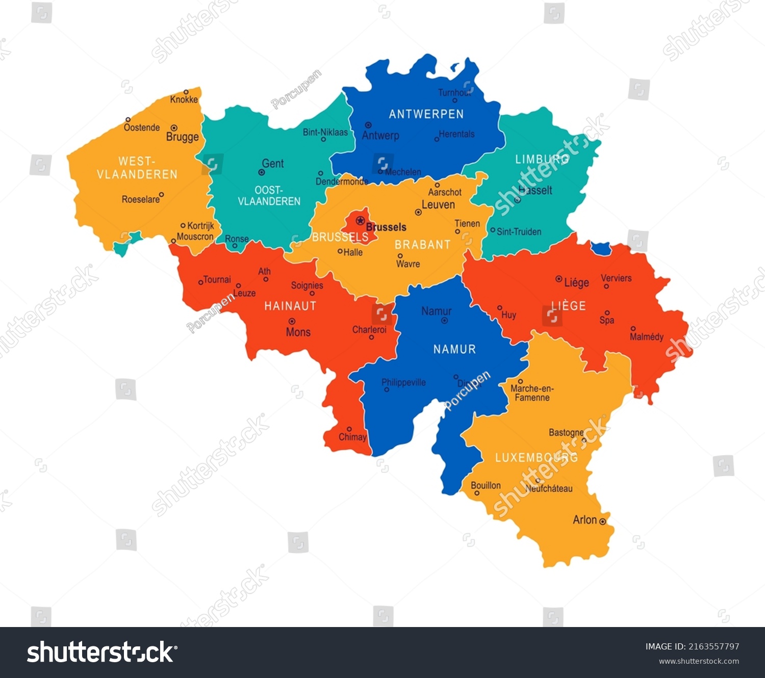 Map Belgium Highly Detailed Vector Illustration Stock Vector (Royalty ...