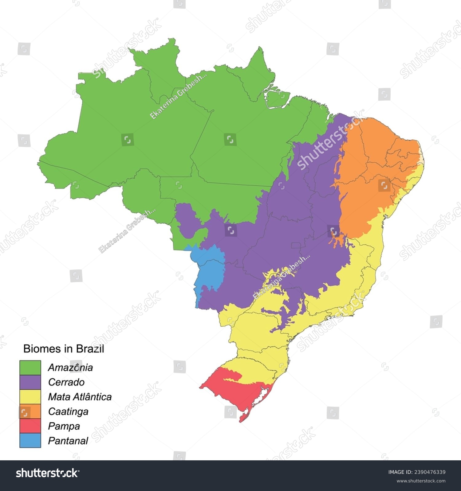 SVG of Map of biomes in Brazil, six brrazilian terrestrial biomes svg