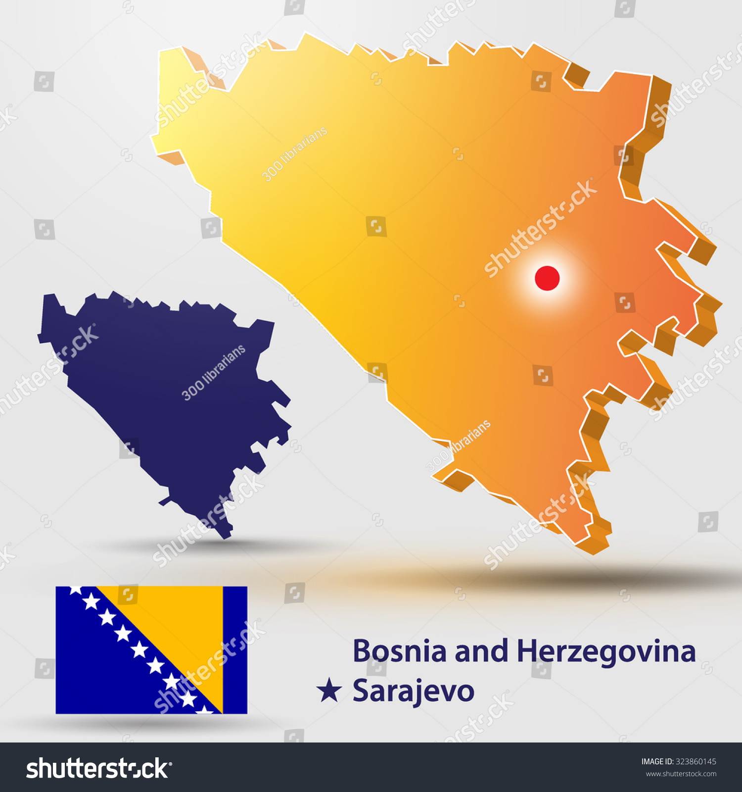 Map Of Bosnia And Herzegovina. Vector Silhouette Of Bosnia And ...