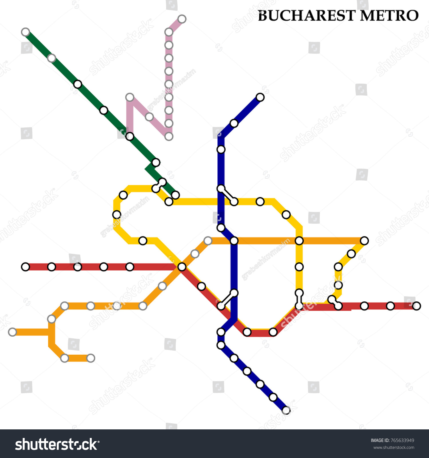 Map Bucharest Metro Subway Template City Stock Vector (Royalty Free ...