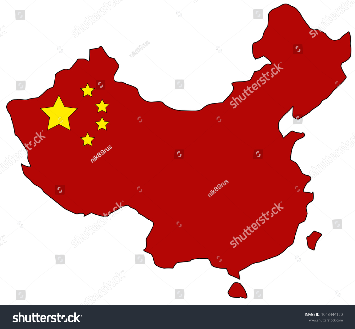 Map China Flag Color Stock Vector (Royalty Free) 1043444170 | Shutterstock