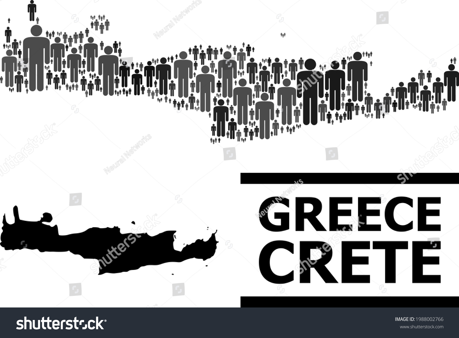 SVG of Map of Crete Island for national projects. Vector nation collage. Concept map of Crete Island organized of human pictograms. Demographic concept in dark grey color hues. svg