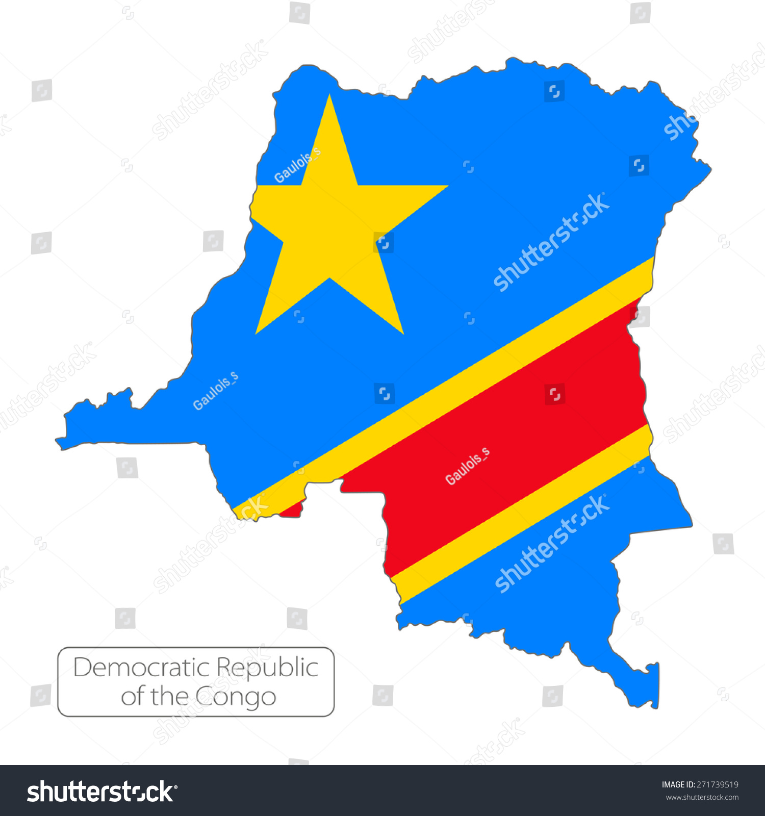 Map Of Democratic Republic Of The Congo With An Official Flag ...