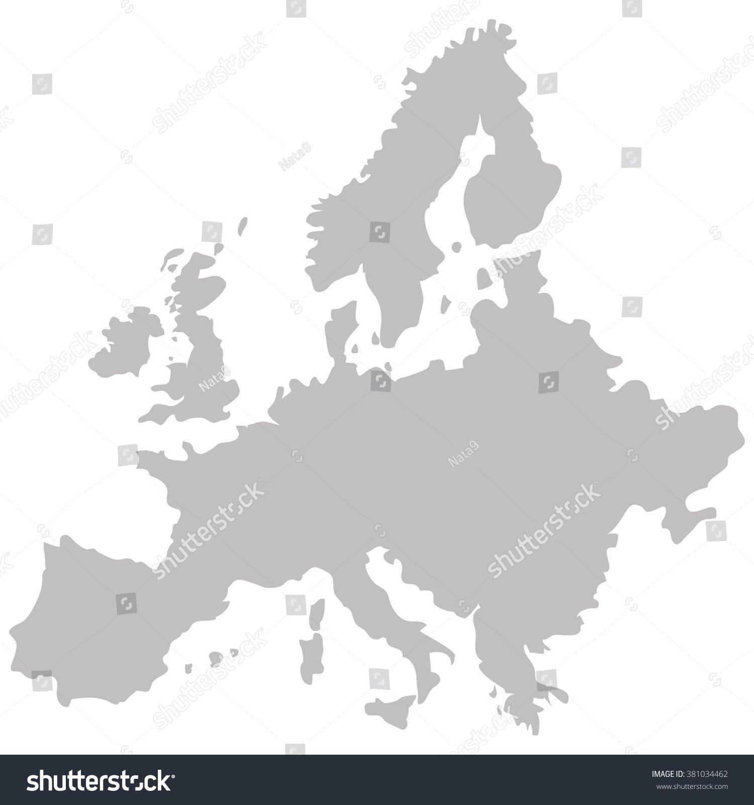 Map Europe Gray On White Background Stock Vector Royalty Free
