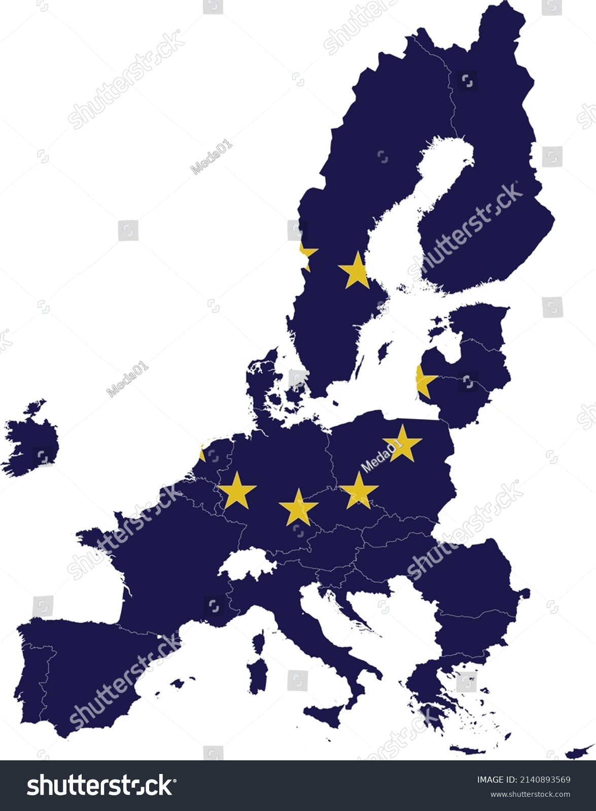 Map European Union Countries European Union Stock Vector (Royalty Free ...