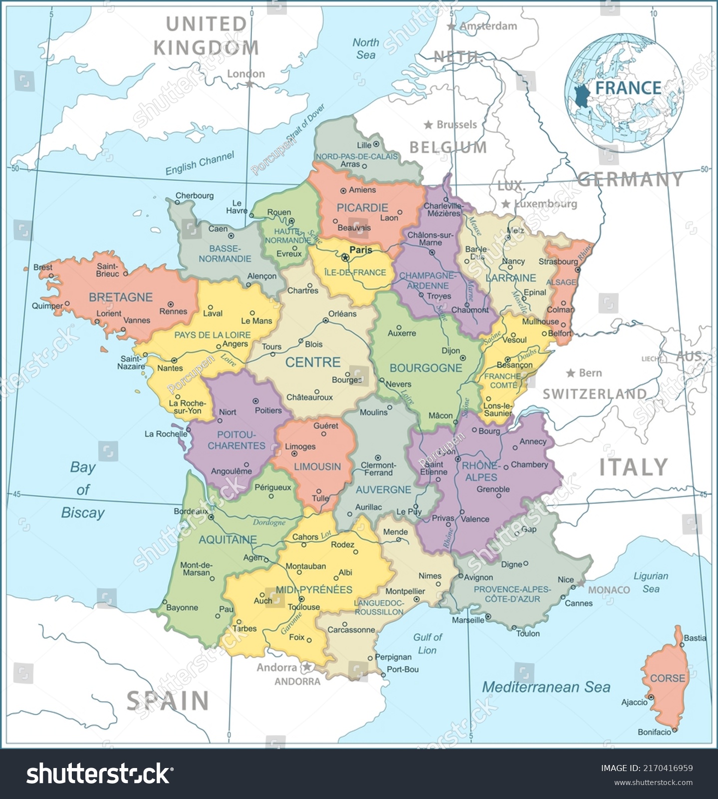 Map France Highly Detailed Vector Illustration Stock Vector (royalty 