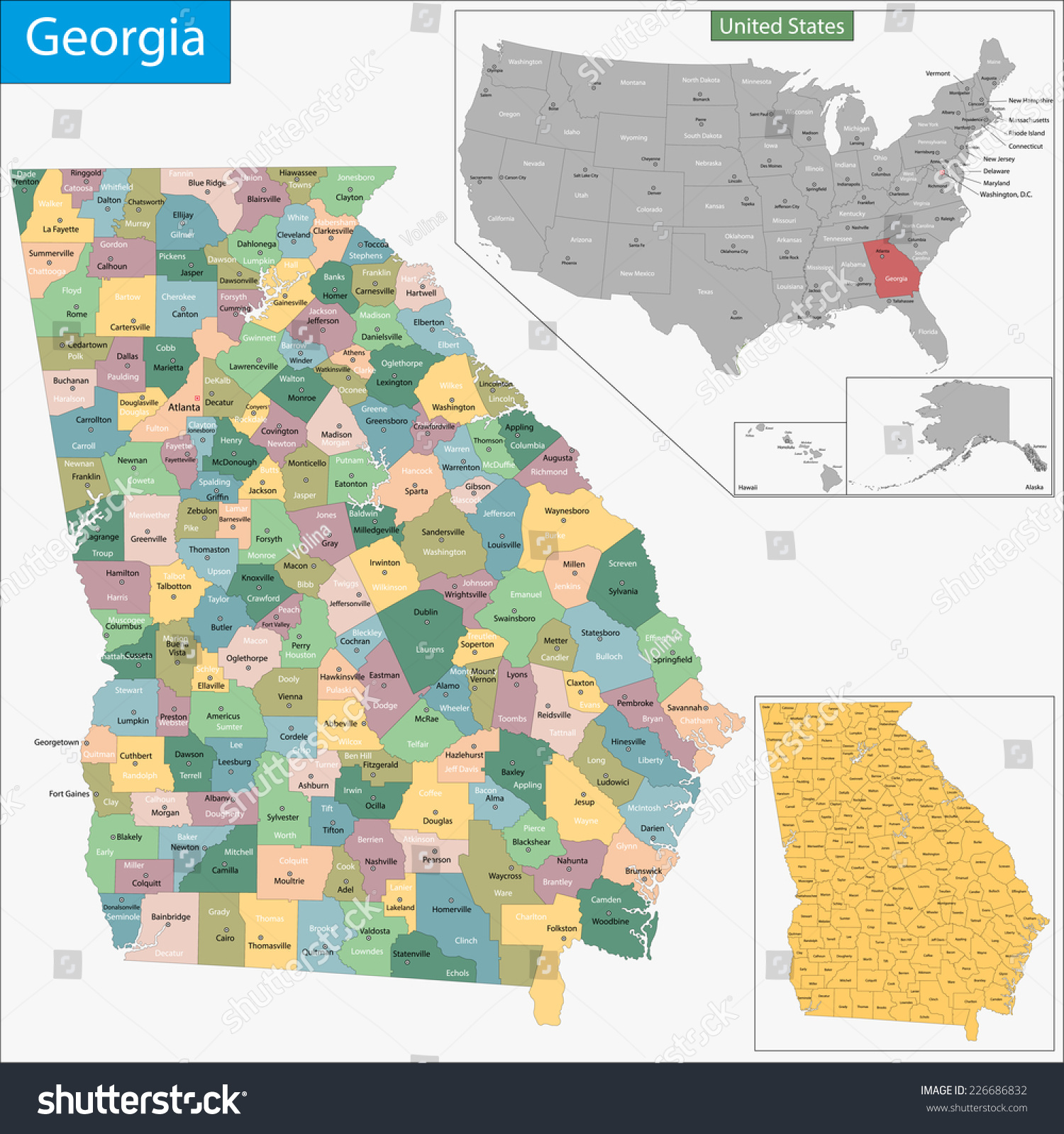 Georgia State Map With Counties