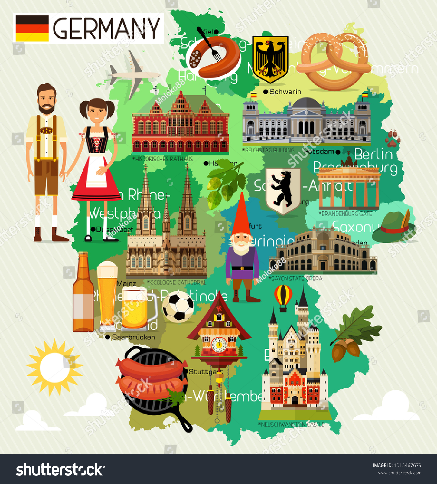 ドイツと旅行アイコンの地図 ドイツの旅行地図 ベクターイラスト のベクター画像素材 ロイヤリティフリー