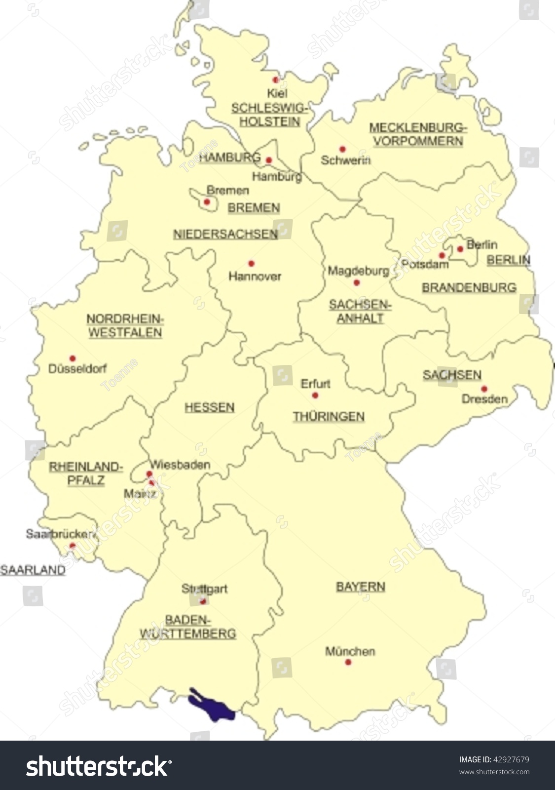 SVG of Map of Germany, national boundaries and national capitals svg