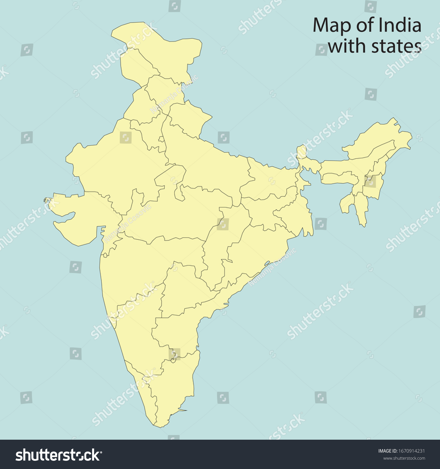 Map India State Borders Stock Vector (Royalty Free) 1670914231 ...