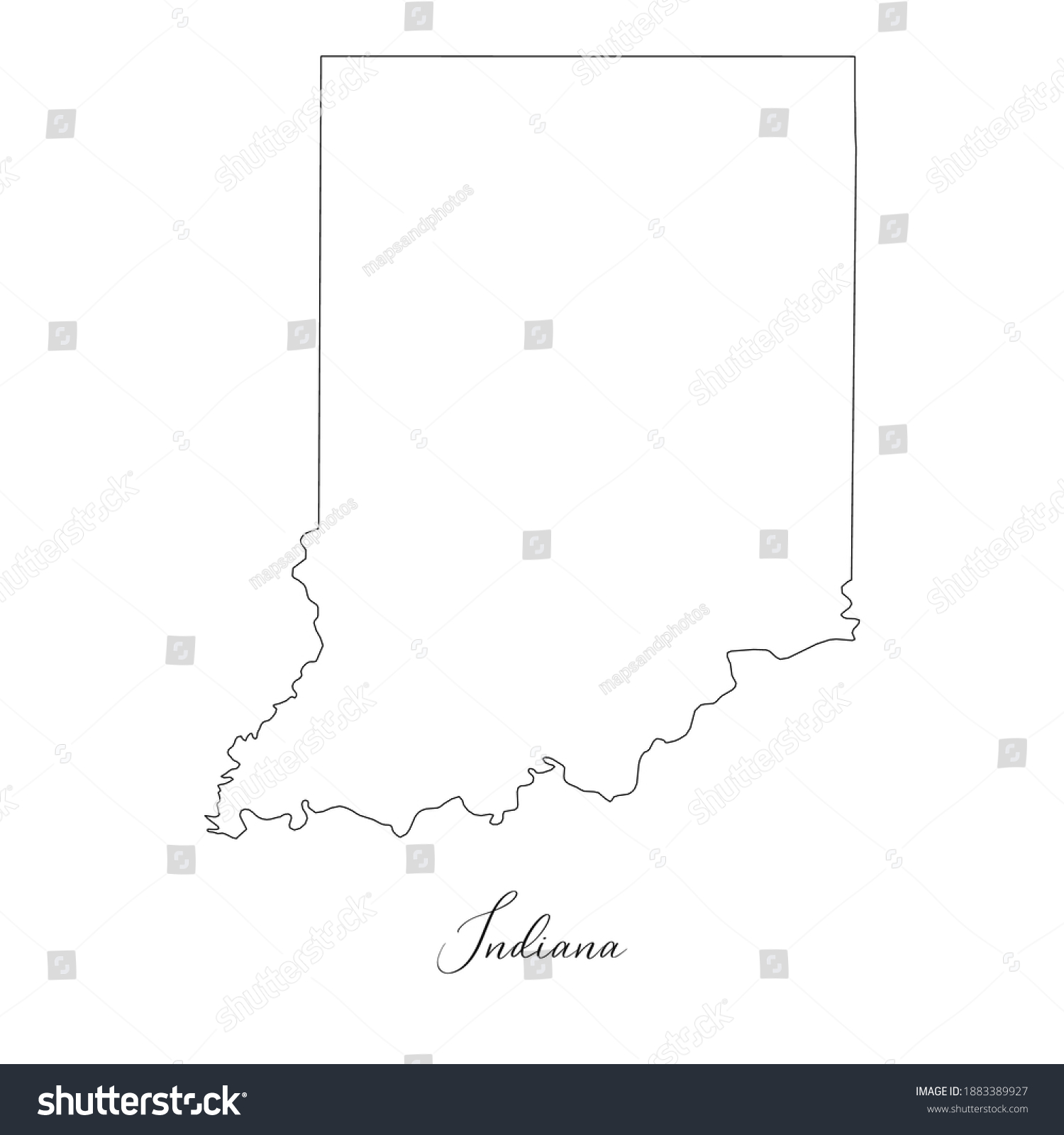 Map Indiana Border Indiana Handwritten Name Stock Vector (Royalty Free ...