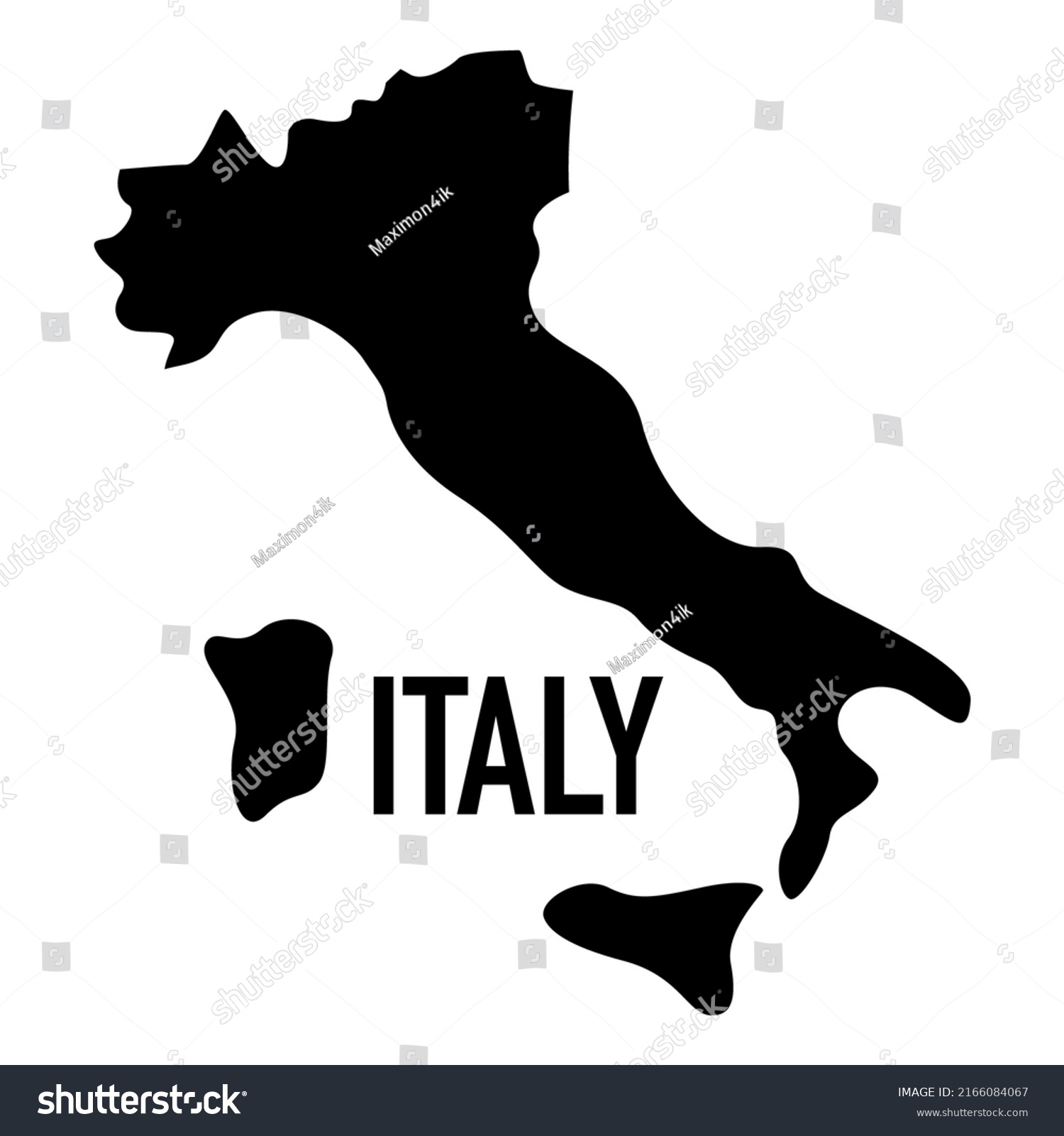 Map Italy Vector Black On White Stock Vector (Royalty Free) 2166084067