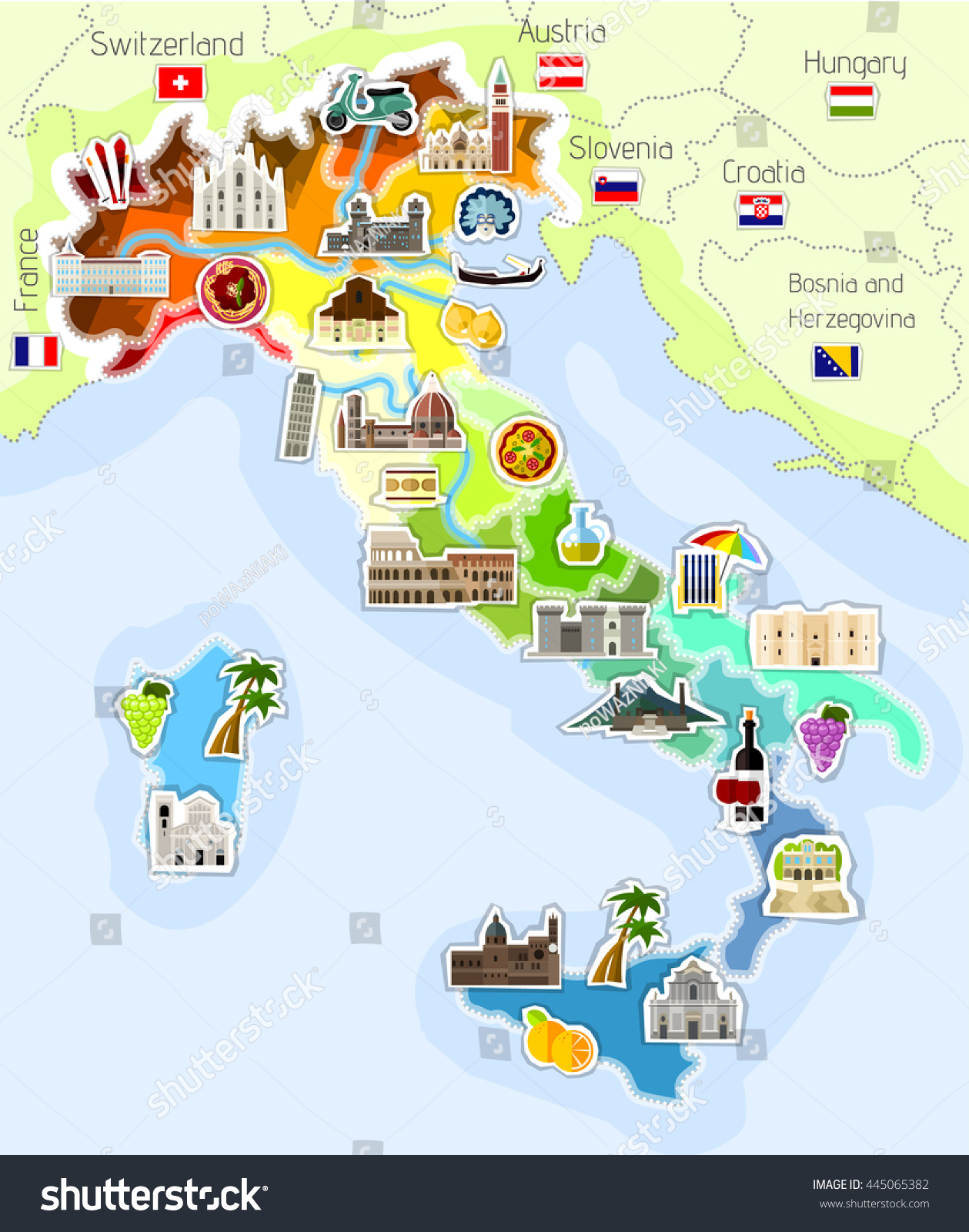 Map Italy Icons Vector Illustration Stock Vector (Royalty Free ...