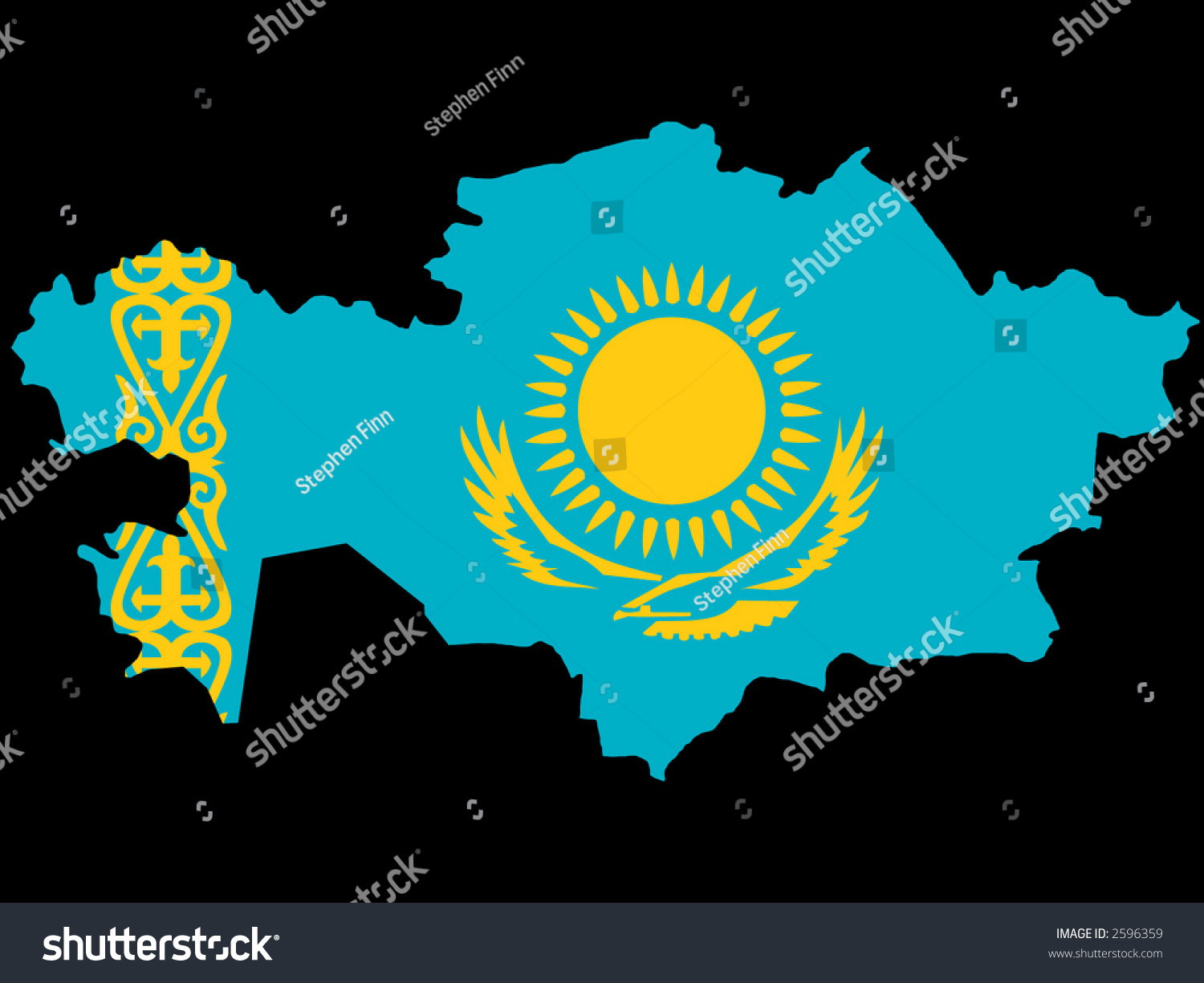 SVG of map of kazakhstan and kazakhstanian flag illustration svg
