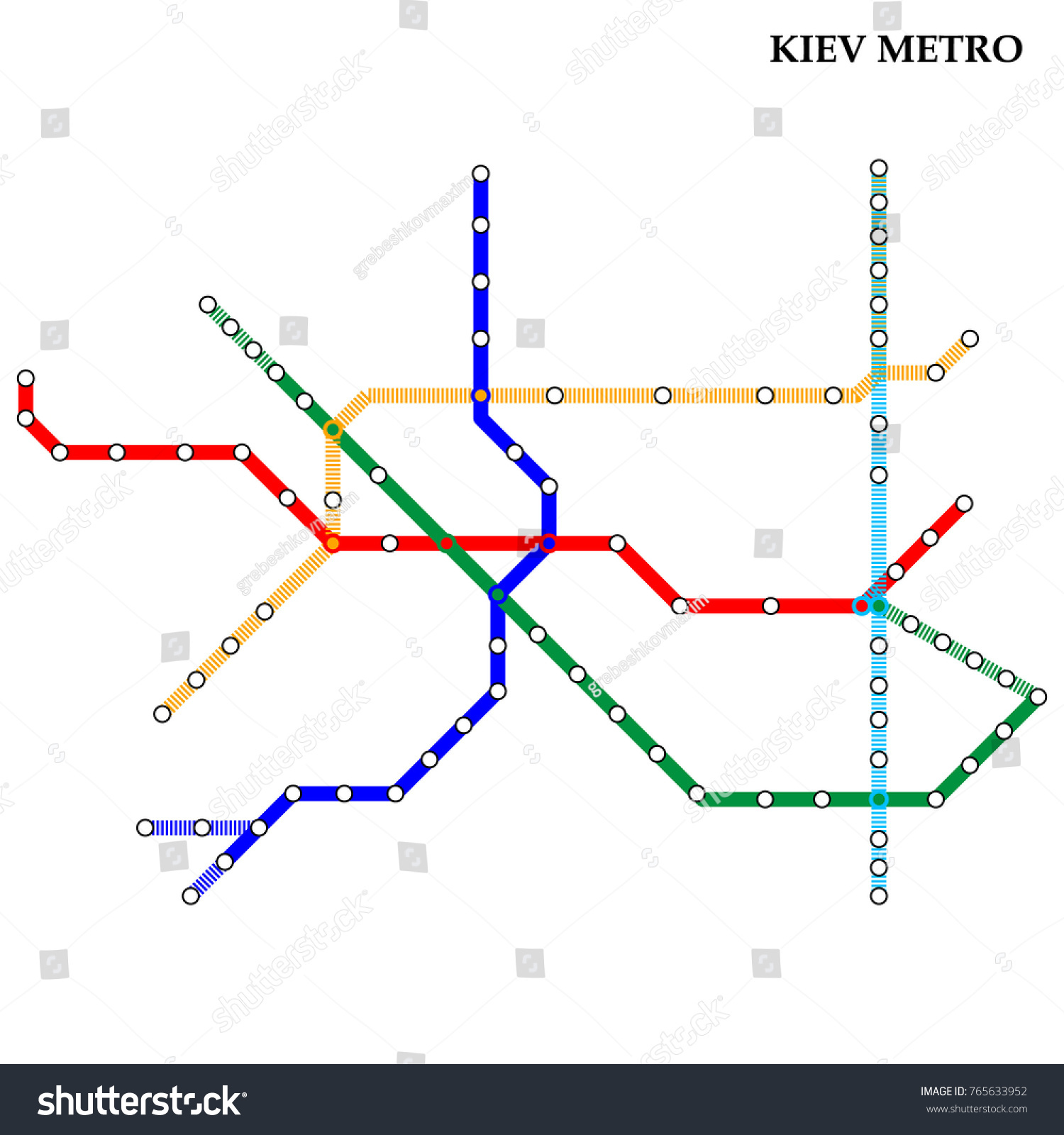 Map Kiev Metro Subway Template City Stock Vector Royalty Free 765633952