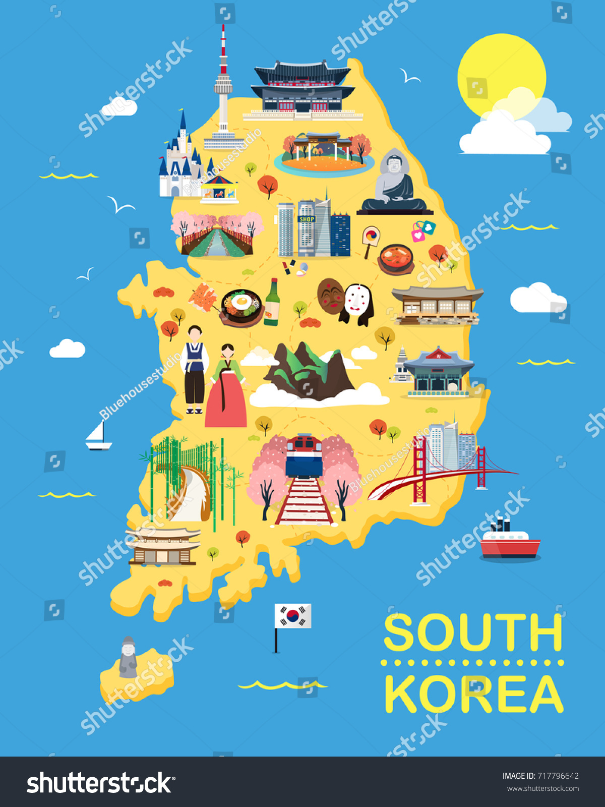 Map Korea Attractions Vector Illustration Stock Vector 717796642 ...