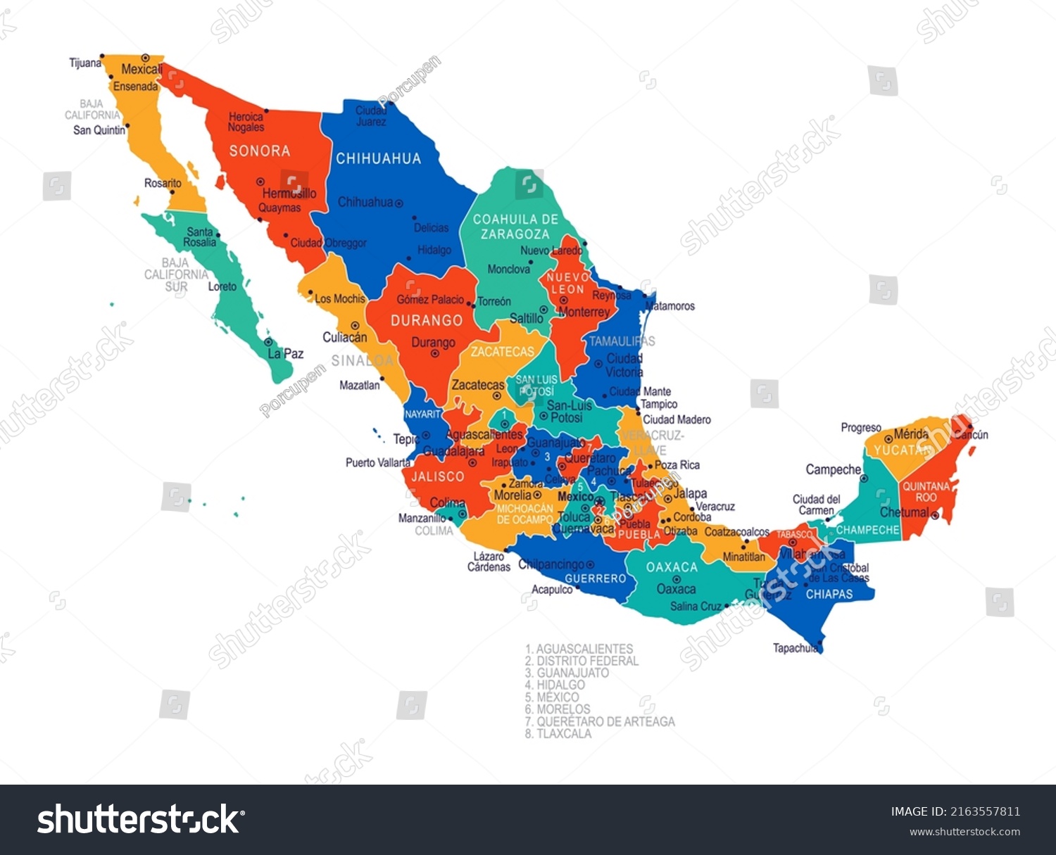 Map Mexico Highly Detailed Vector Illustration Stock Vector (Royalty ...