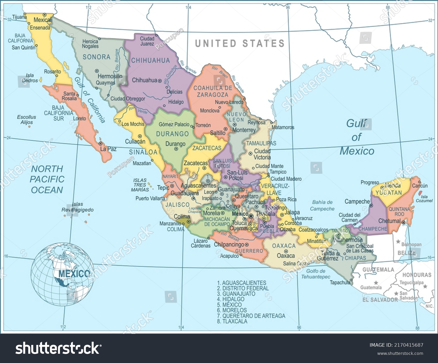 Map Mexico Highly Detailed Vector Illustration Stock Vector (Royalty ...