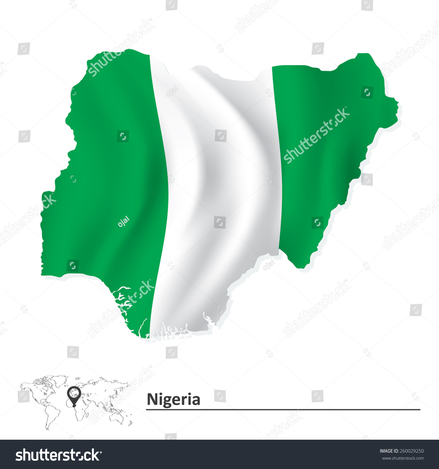 Map Nigeria Flag Vector Illustration Stock Vector 260029250 - Shutterstock