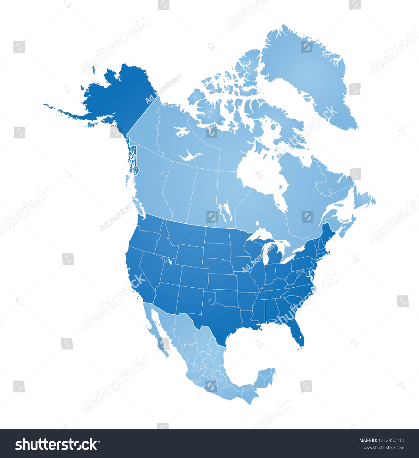 Map North America Usa Canada Mexico Stock Vector Royalty Free
