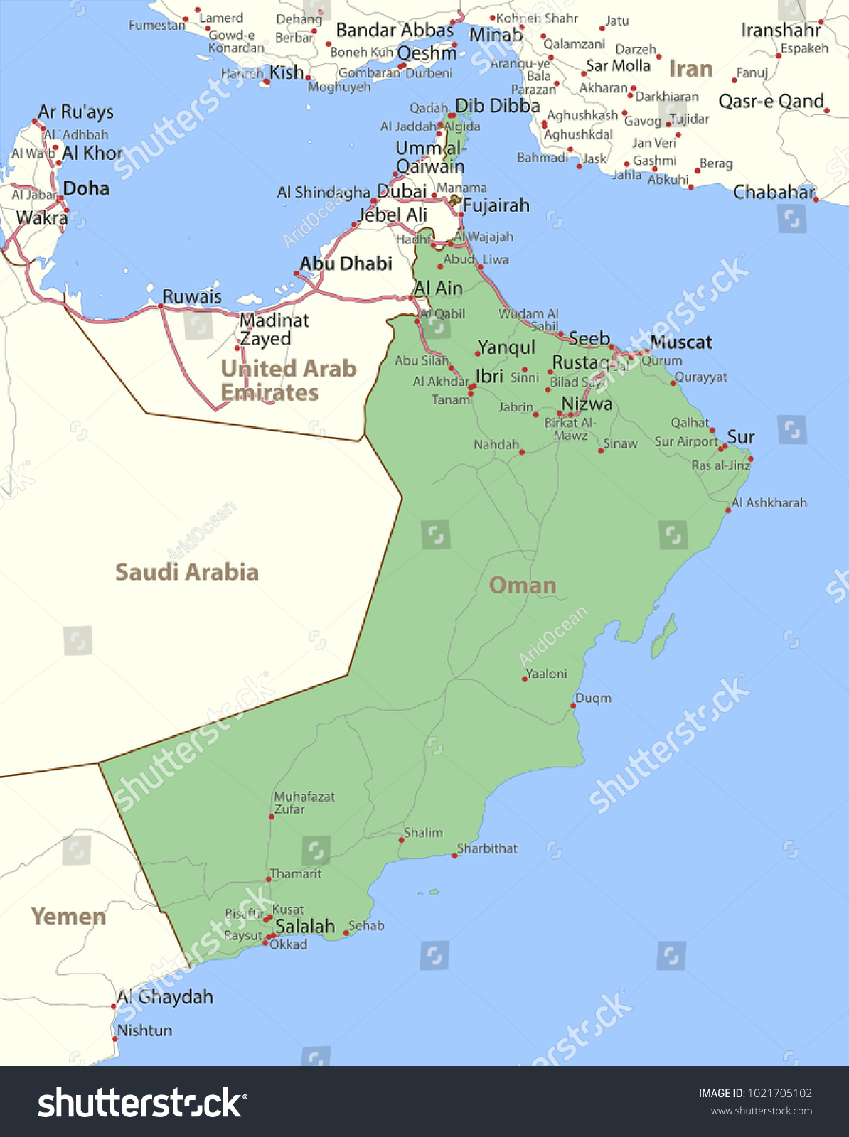 Neighboring Countries Of Oman Map Oman Shows Country Borders Place Stock Vector (Royalty Free) 1021705102  | Shutterstock