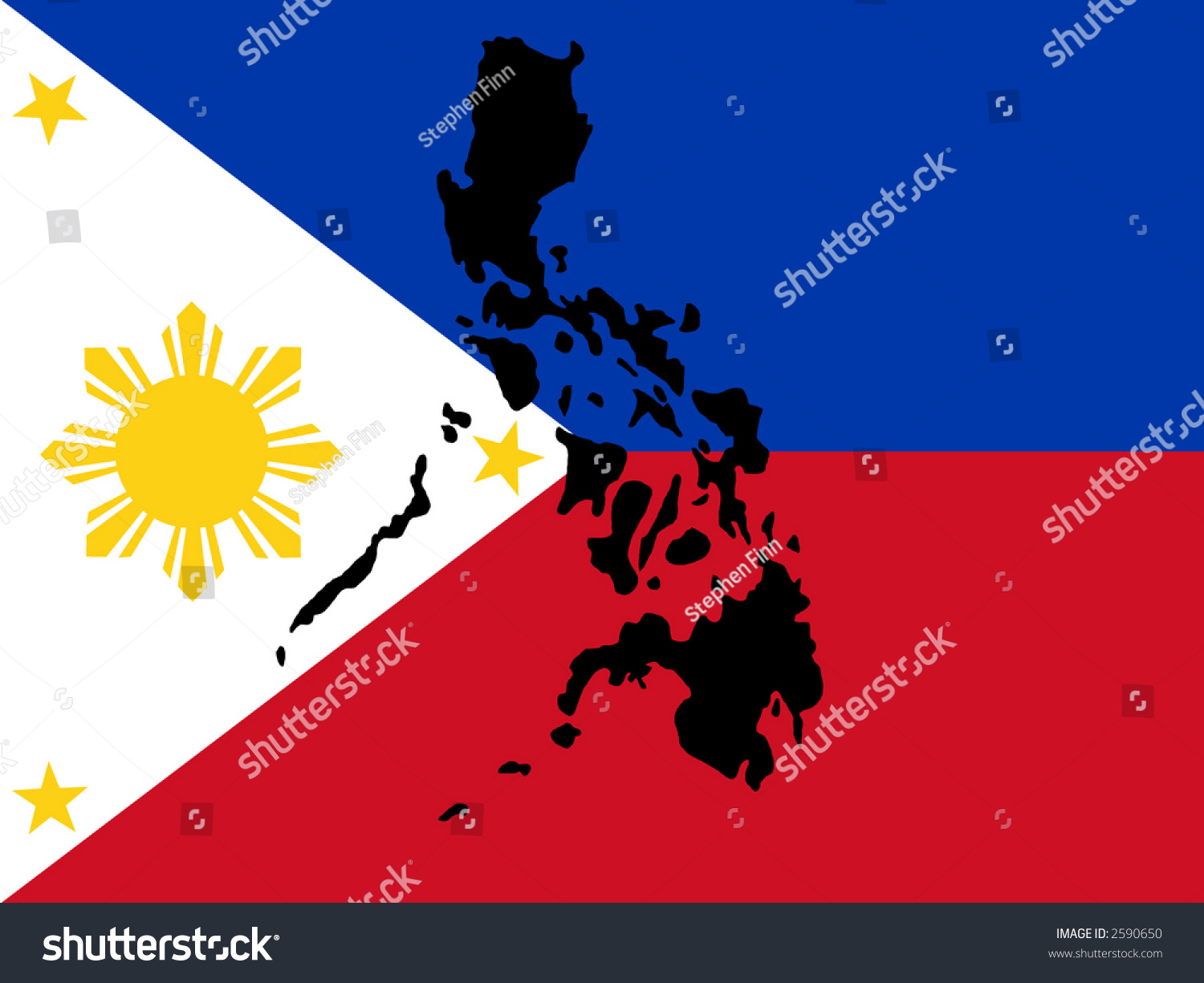 Map Of Philippines And Filipino Flag Illustration - 2590650 : Shutterstock