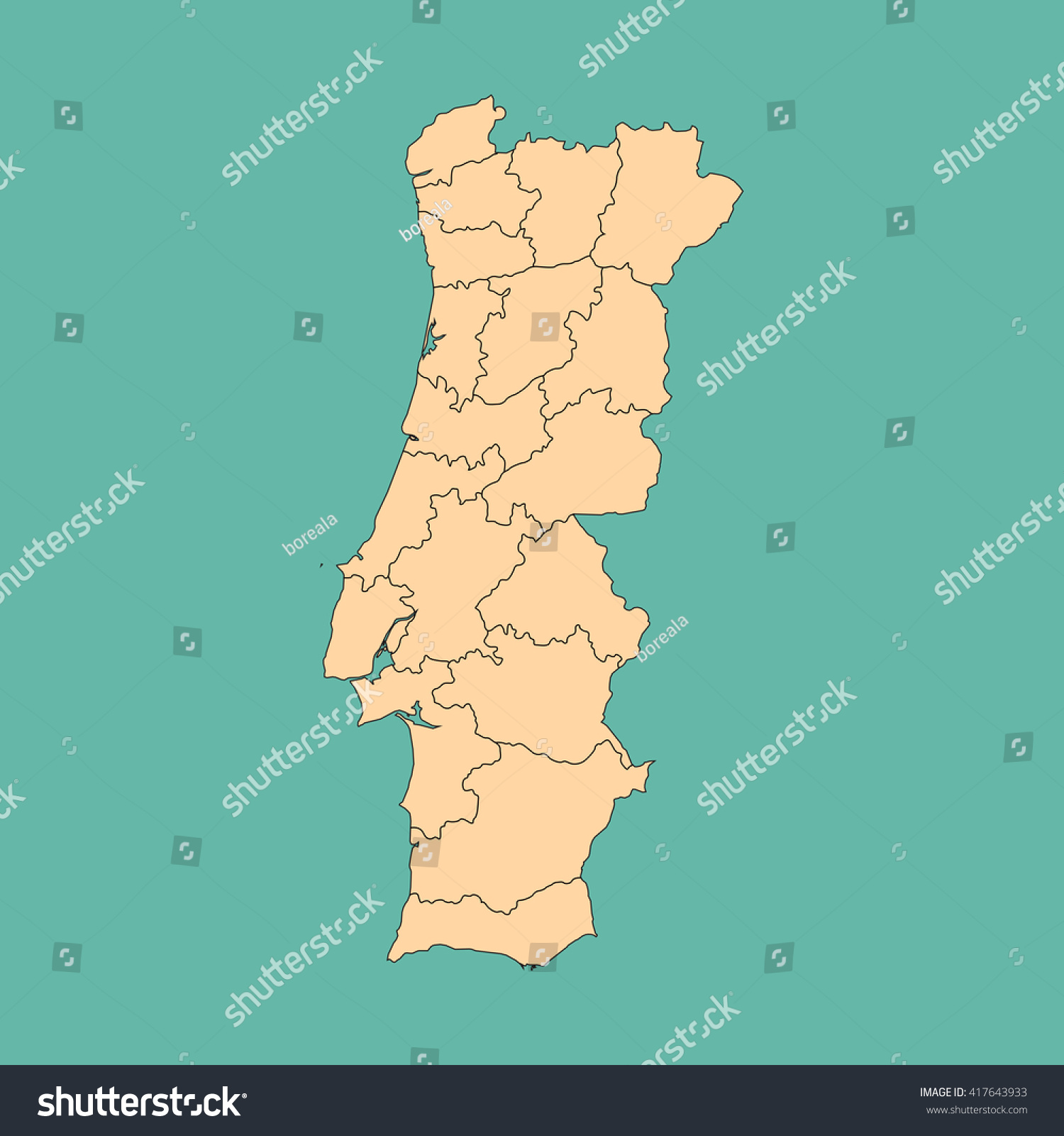 Map Of Portugal Stock Vector Illustration Shutterstock